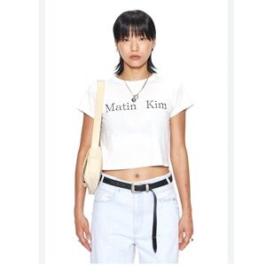 Matin Kim Logo White Crop Tshirt